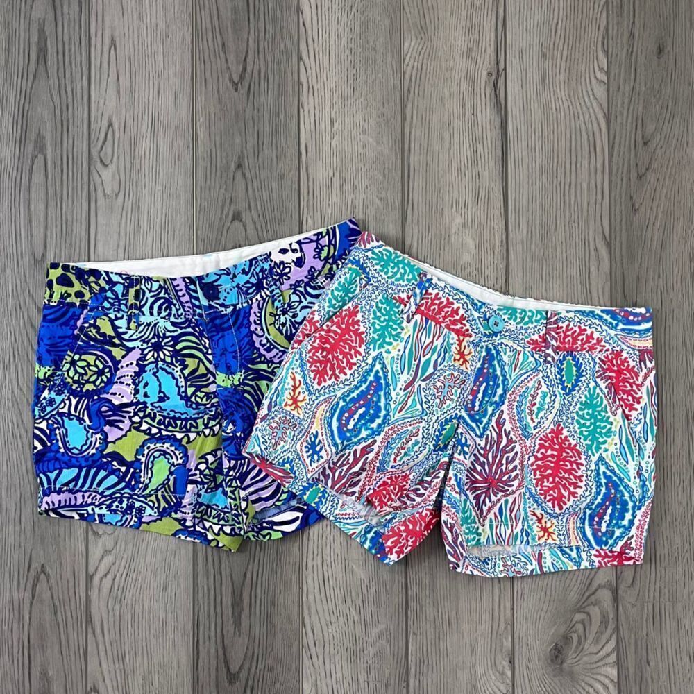 Lilly Pulitzer The Callahan Women Size 2 Let Minnow Multi Cattitude Cotton Short